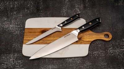 KATFINGER | White Marble | sada damaškových nožů 2ks + prkno | KFs118