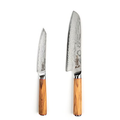KATFINGER | Basic Olive "Santoku" | sada damaškových nožů 2ks | KFs425