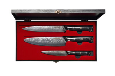 KATFINGER | Box Black Chef | sada damaškových nožů 3ks | KFs101