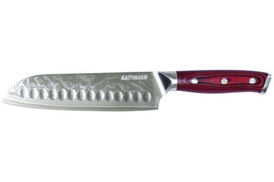 KATFINGER | Damaškový nůž Santoku 7" (17,8) | červený | KF202