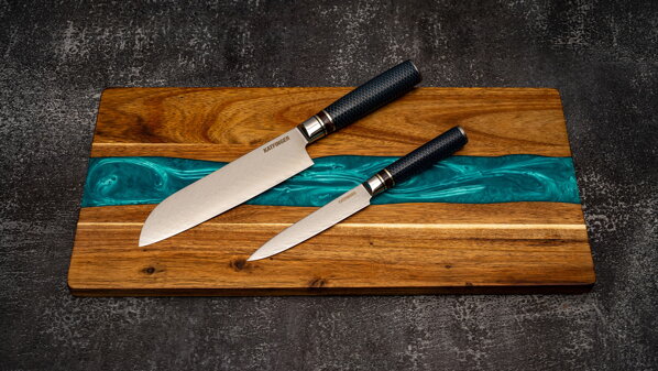 KATFINGER | Blue River | sada damaškových nožů 2ks + prkno | KFs318
