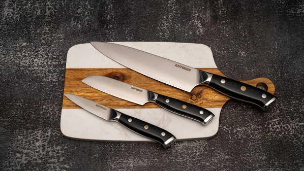 KATFINGER | White Marble | sada damaškových nožů 3ks + prkno | KFs117