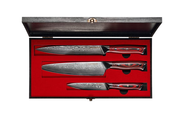 KATFINGER | Box Red Chef | sada damaškových nožů 3ks | KFs201