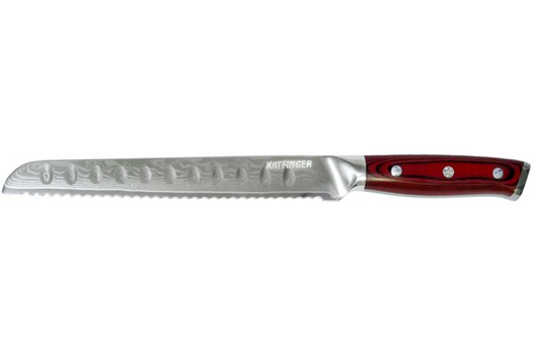 KATFINGER | Damaškový nôž na pečivo 8&quot; | červený | KF204
