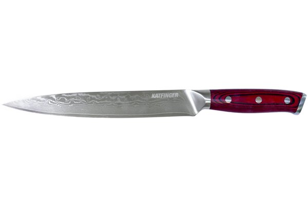 KATFINGER | Damaškový nůž na maso 8&quot; (20cm) | červený | KF203