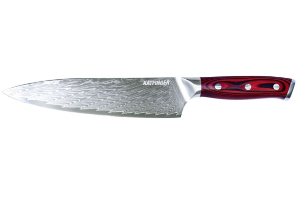 KATFINGER | Damaškový nůž šéfkuchaře 8&quot; (20cm) | červený | KF201L
