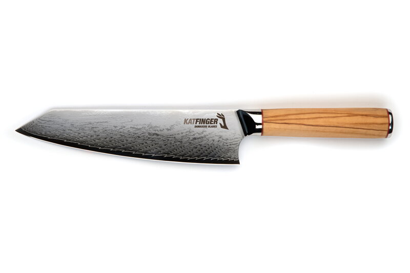KATFINGER | Damaškový nůž šéfkuchaře 8" (20cm) | Olive | KF421