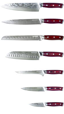 KATFINGER | Profi Red | sada damaškových nožů 7ks | KFs012
